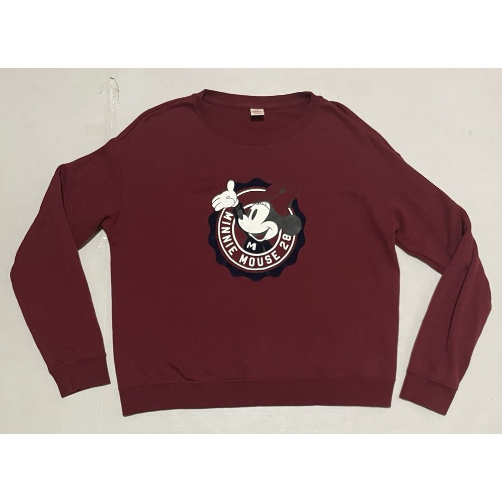 UT Uniqlo X Disney Womens‎ Sweatshirt Pullover XL Maroon Mickey Mouse Sweater